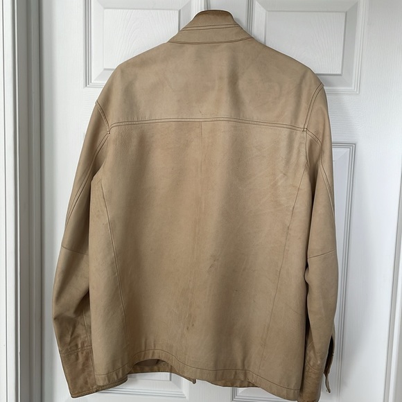 Light brown Gap men’s leather jacket sz Large - Picture 2 of 7
